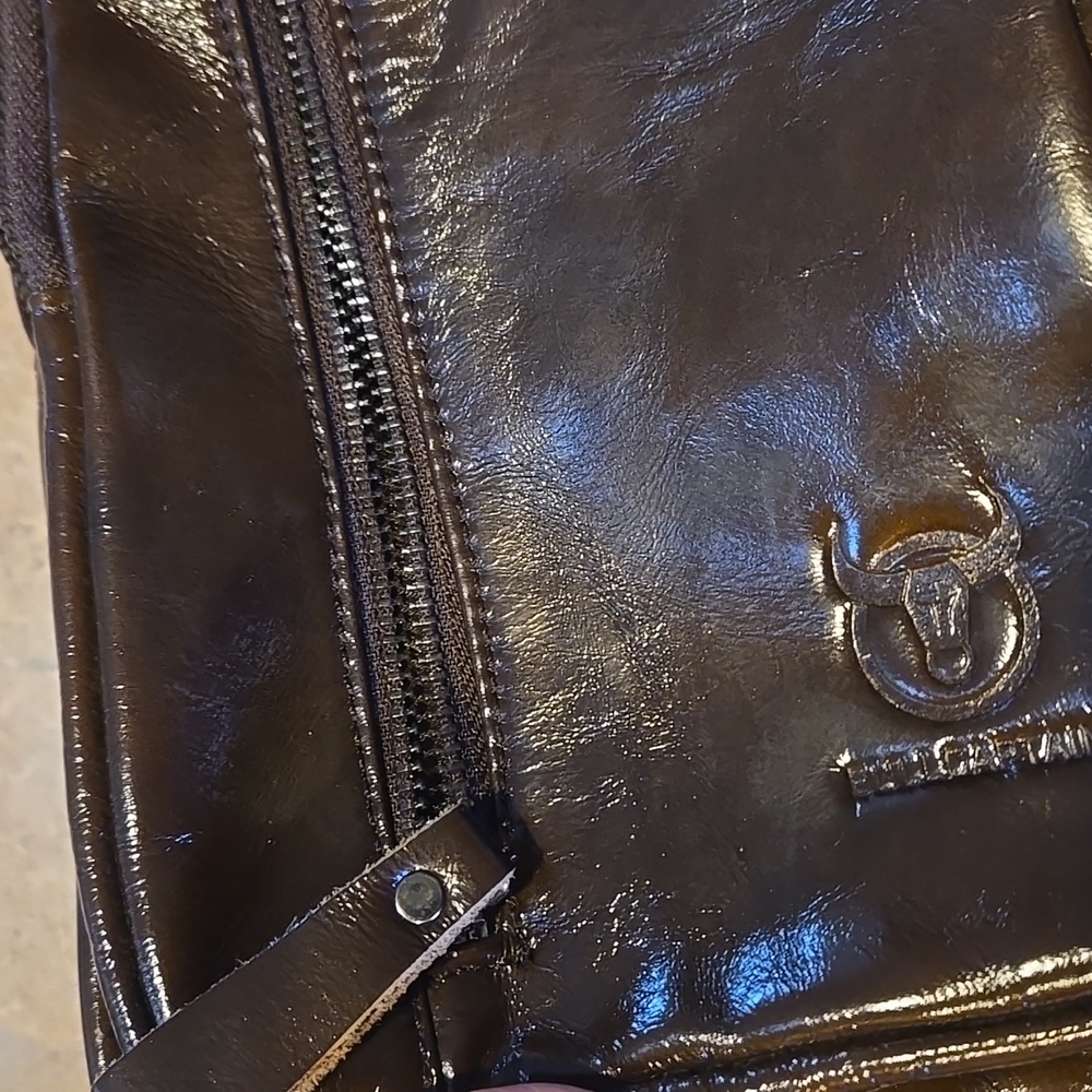Bull Captain Brown Leather Multiple Zipper Pockets Sling Bag - Picture 16 of 16